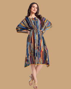 Kalavrund Creation Printed Cotton Rayon Blend Women Kaftan