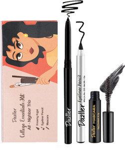 Dazller College Makeup Essentials-3, KreamyKajal + Mascara + EyelinerPencil, MatteFinish