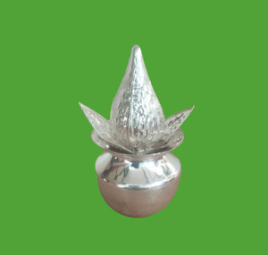 SujArta Kalash, Premium (SMALL SIZE) 2 .5 Inch Height. Kalash for Pooja / Gifting Silver Plated Kalash