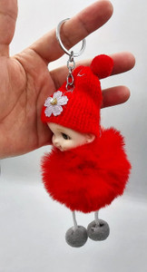 Tej Gifts Fluffy Faux Fur Cute Doll Pom Pom Key Ring | Keychain