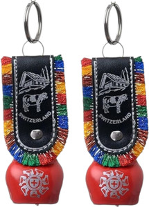 Bouncy Bright Switzerland Souvenir Bell Keychain Set of 2