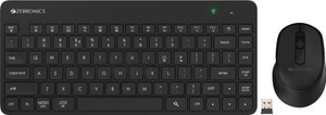 ZEBRONICS Companion 201 Wireless Standard Desktop Keyboard Compatible with Desktop, Laptop, Mac 83 Keys, AI Assist Key, 12 Multimedia Keys, 1600 DPI, 3 Buttons Silent Operation