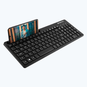 ZEBRONICS ZEB-K36 with Smartphone Holder Wired USB Standard Desktop Keyboard Compatible with Desktop, Laptop, Mac stand support,K36 106 Keys, Slim with Smartphone Holder