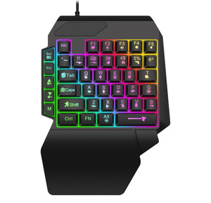DWH F6 One-Handed RGB Gaming Keyboard with Wrist Rest and backlit , 35 Keys Wired USB Laptop-size Gaming Keyboard Compatible with Desktop, Laptop, Mac