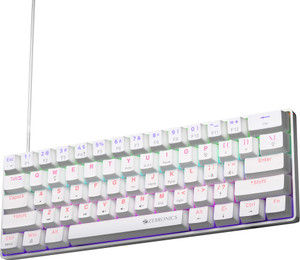 ZEBRONICS ZEB-MK1 Wired USB Tenkeyless Gaming Keyboard Compatible with Desktop, Laptop, Mac Silent linear Red Switches, 26 Anti Ghosting, Double shot KeyCaps, 17 LED Modes, 61 keys,Mechanical