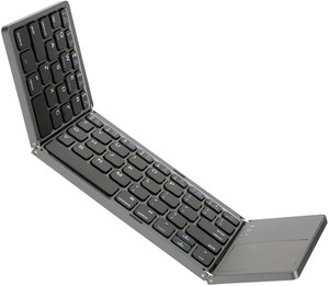 VOOCME Tri-Folding Portable Wireless mini Keyboard with Touchpad Bluetooth Handheld Multi-device Keyboard
