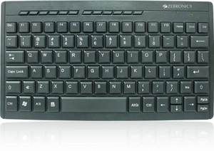 ZEBRONICS ZEB-K04 Mini Multimedia with 96 UV Coated Keys, Slim & Compact, for PC/Mac Wired USB Laptop-size Multi-device Keyboard Compatible with Desktop, Laptop, Mac with gaming mode ,multimedia_keys