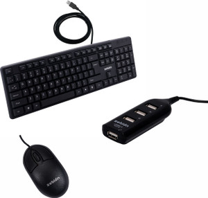 zebion K500 keyboard + Elfin Mouse + Pronot 101 USB hub (Pack of 3) Wired USB Standard Multi-device Keyboard Compatible with Desktop, Laptop, Mac Easy to Use,Plug and Play,Quick, Comfy Durable body