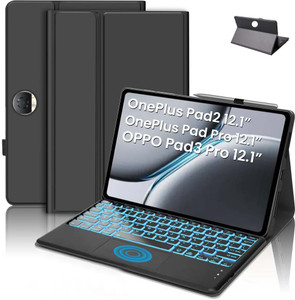 TECPHILE Keyboard Case for OnePlus Pad 2, Pad Pro, Oppo Pad 3 Pro 12.1” with Trackpad Bluetooth Handheld Multi-device Keyboard