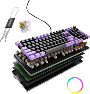 Kreo Hive Full Size Wired Gaming Mechanical Keyboard,Outemu Switches & RGB Backlight Wired USB Standard Gaming Keyboard Compatible with Desktop, Laptop, Mac , with gaming mode ,Hive Full Size Wired Gaming Mechanical Keyboard,Outemu Switches & RGB Backlight Wired USB Gaming Keyboard