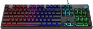 HP K500F / 26 Anti-ghosting keys, Metal Panel, Rainbow Backlight, Membrane Wired USB Gaming Keyboard