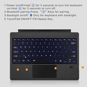 TECPHILE 1089D Keyboard for Surface Pro 7/ Pro 6/ Pro 5/ Pro 4/ Pro 3 Bluetooth Handheld Tablet Keyboard Compatible with Desktop, Laptop, Mac multimedia_keys,1089D-B