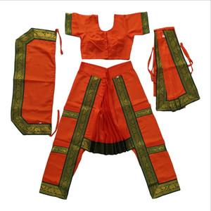 KENIM FASHION Bharatnatyam Costume for kids Girls | Classical Dance Dress| Orange Color Kids Costume Wear