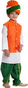 KAKU FANCY DRESSES Dhoti Kurta & Safa Set For Kids, Tricolor Costume, Independence Day/Republic Day Kids Costume Wear