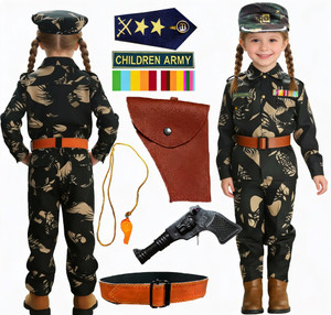 Fancy Steps Girls Army dress with complete accessories Kids Costume Wear
