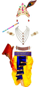 BLU VAPOUR Krishna Janmastmi dress for kids (DHOTI & DUPPATA COMBO with Accessories) Kids Costume Wear