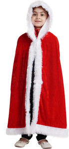 KAKU FANCY DRESSES Santa Clause Cape for Christmas for Boys & Girls - Red & White 15-16 Years Kids Costume Wear