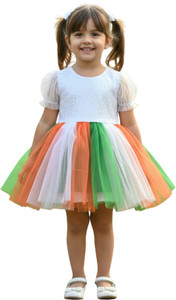 SARVDA Tricolor Frock for Girls| Orange White and Green Tiranga Dress Kids Costume Wear