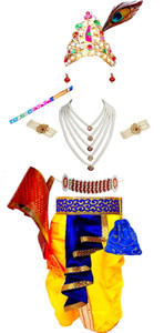 BLU VAPOUR Krishna Janmastmi dress for kids (DHOTI & DUPPATA COMBO with Accessories) Kids Costume Wear
