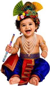 SHRI VALLABH Little Baby Krishna Dress for Kids Boys Girls Janmashtami Set of 13 items Kids Costume Wear