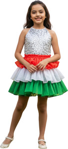 SARVDA Tricolor Dress for Girls| Orange White and Green Tiranga Dress Kids Costume Wear