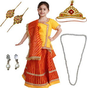 KAKU FANCY DRESSES Radha Costume For Girls | Krishnaleela Dress For Janmashtami (3-4 years) Kids Costume Wear