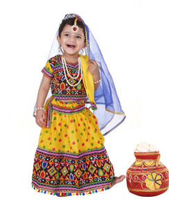 Raj Fancy Dresses Radha Dress for Baby Girls with Jewellery Accessories Kids Costume Wear