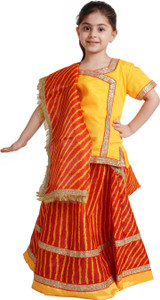 KAKU FANCY DRESSES Navratri Garba, Radha Costume Lehenga Choli Dupatta Set For Girls - 7-8 Yrs Kids Costume Wear