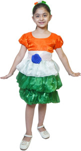 KAKU FANCY DRESSES Tricolor Frock For Girls, Independence/Republic Day -Multicolour, 5-6 Years Kids Costume Wear