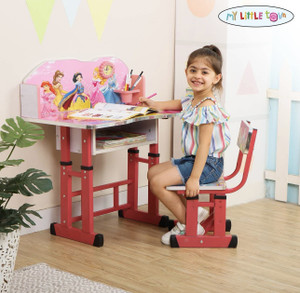 MY LITTLE TOWN Kids Barbie Kids study table & Chair with Adjustable Height | 5-15 Years | engineered wood Desk Chair