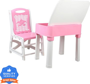 ASHLAS Adjustable Study Table & Chair Set for Kids Boys and Girls with Small Box Space Plastic Study Table