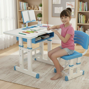 Nucarture Kids Study Table with Chair adjustable kids writing Desktop table for toddlers Solid Wood Study Table