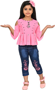 jasminafashion Girls Party(Festive) Top Jeans