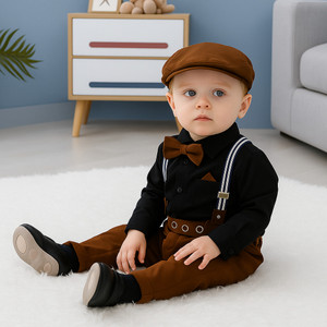VARNIKA KIDS Dungaree For Baby Boys Solid Cotton Blend