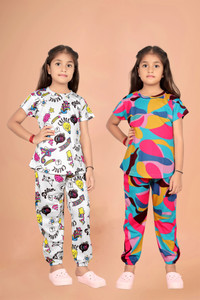 फेबवाइब लड़कियाँ कैज़ुअल टी-शर्ट पाजामा