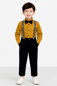 VARNIKA KIDS Boys Party(Festive) Shirt Bow Tie, Pant, Suspenders