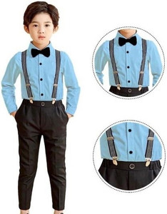 HV CREATION Boys Party(Festive) Shirt Pant, Bow Tie, Suspenders
