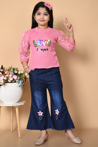 SAMIMA FASHION Baby Girls Party(Festive) Top Jeans