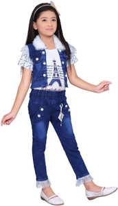 I Naina Dresses Girls Party(Festive) Jacket T-shirt, Jeans