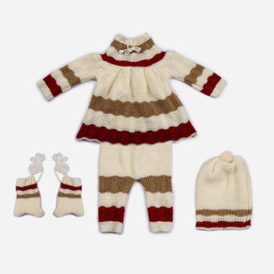 ANIXA Colorblock High Neck Casual Baby Girls Beige, Brown Sweater