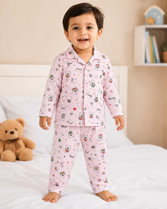 Kifayati Daam Kids Nightwear Baby Boys & Baby Girls Printed Cotton Blend