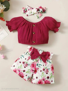 PORPY Girls Party(Festive) Top Shorts, Hairband