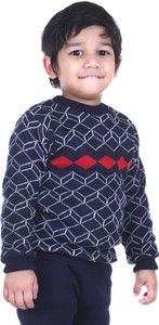 GTwo Checkered Round Neck Casual Boys Blue Sweater