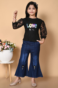SAMIMA FASHION Baby Girls Party(Festive) Top Jeans