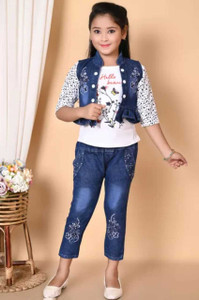 S MONI DRESSES Girls Party(Festive) Top Jeans