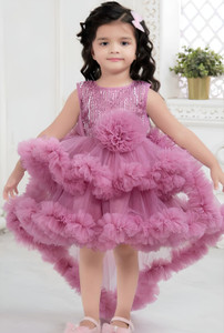 M Kolkata Garments Girls Midi/Knee Length Festive/Wedding Dress