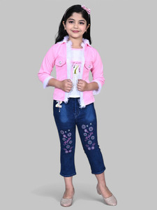 JIYAN FASHION WORLD Girls Party(Festive) Top Jeans