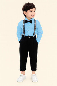 VARNIKA KIDS Boys Party(Festive) Shirt Bow Tie, Pant, Suspenders