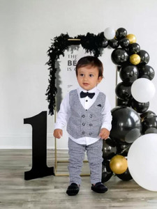 Belliza Baby Boys & Baby Girls Party(Festive) Shirt Pant, Bow Tie, Waistcoat