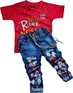 mahi creation Boys Mickey Casual T-shirt Jeans